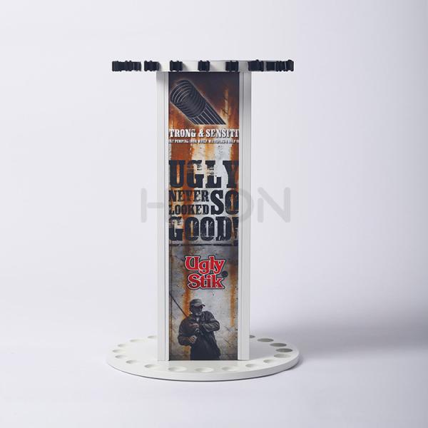 Round Shape Retail Fishing Rod Display Rack, Wooden Fishing Rod Display