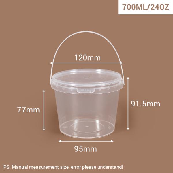 450ml-900ml Transparent Plastic Food Storage Buckets With Lids Fruit Bucket