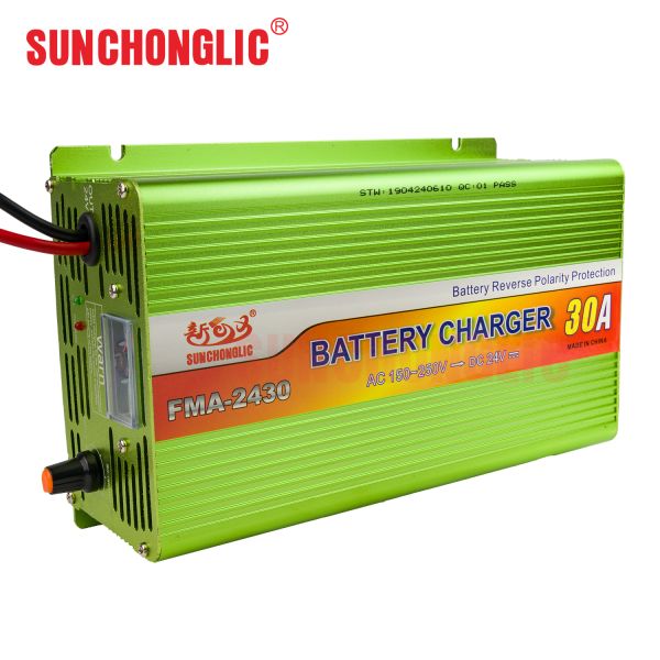 Smart Portable 24V 30A Battery Charger with Three-Stage Charging for AGM, GEL, and Lead-Acid Batteries