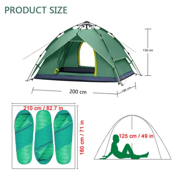 Fiberglass Pole ISO9001 210x180cm Outdoor Camping Tent