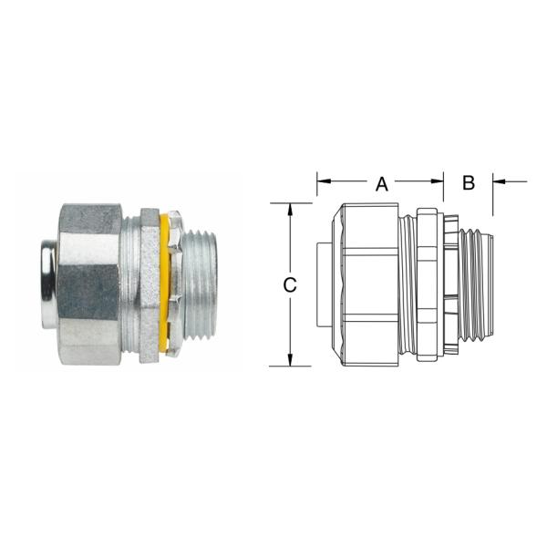 1 inch Malleable Iron Straight Flexible Conduit Fittings Liquid Tight Connector