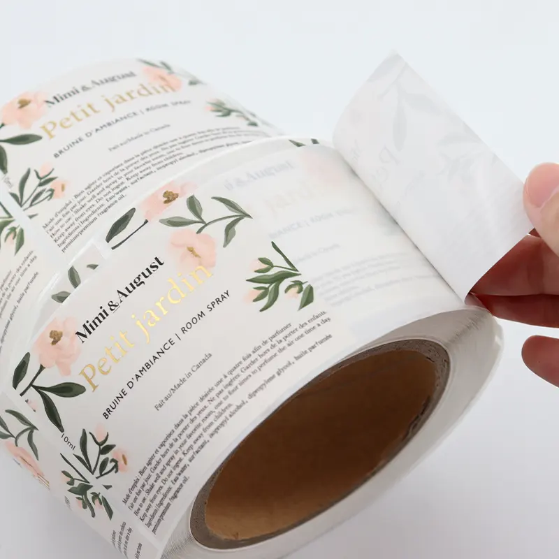 Waterproof Custom Cosmetic Labels Gold Foil Vinyl Stickers Roll