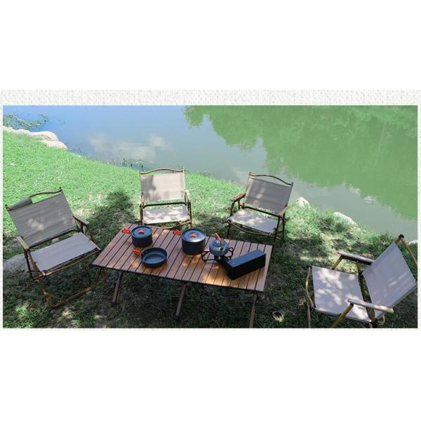 Kermit Chair Foldable Portable Ultra-Light Metal Chair, Portable Wood Beach Chairs, Outdoor Folding Chair