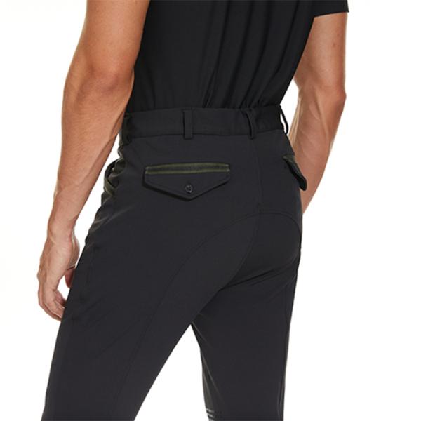 Black Knee Grips Horse Riding Pants Quick Drying Workout Equestrain Clothing
