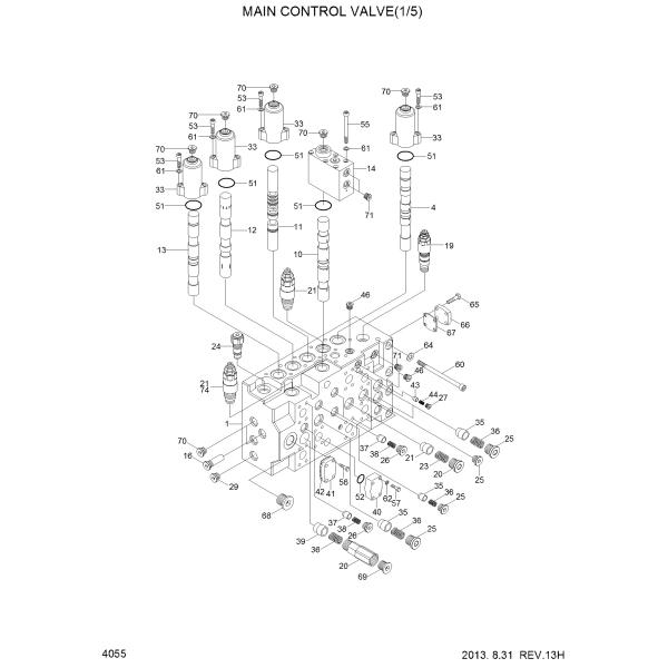 R290LC-7A Hyundai Excavator Hydraulic Control Valve 31N8-17000 Main Control Valve