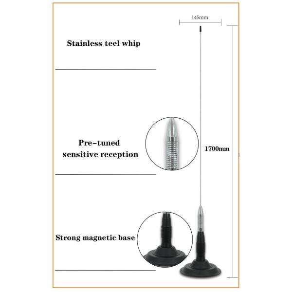 Линейная вертикальная длина кабеля антенны 0-1dBi 1600mm автомобильного радиоприемника CB 26~28MHz