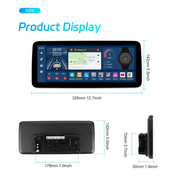 USB подключение 12,3 дюйма полный сенсорный экран QLED Android Автомобильное радио Универсальный год 6 128 ГБ