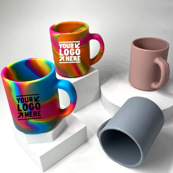 13 OZ Silicone Pint Cup Logo Imprinted Colorful Beer Mug With Handle Travel Tumbler Shatter ProofBest Promotional Gifts