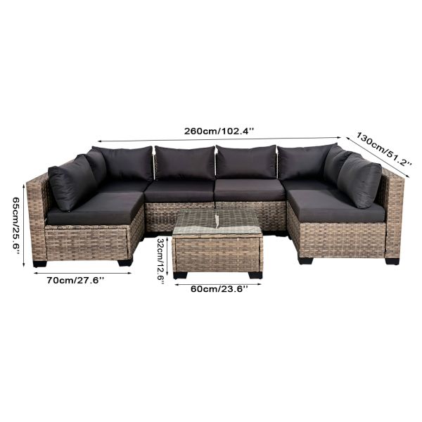 Wholesale Sectional Sofa Garden Corner Set Factory Hot Sale Customizable Outdoor Rattan Sofa