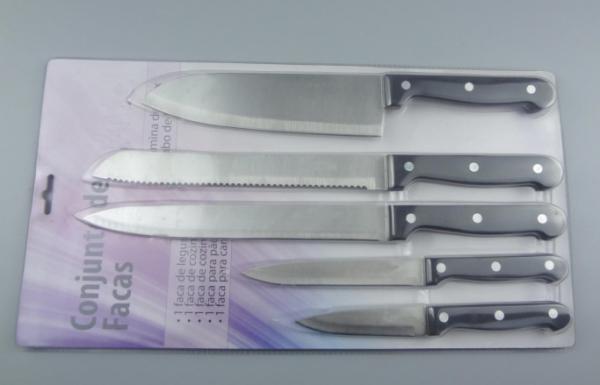 5Pieces Kitchen Knife Set With PP Handle Black color With Insert Card
