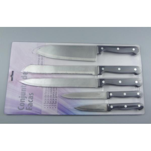 5Pieces Kitchen Knife Set With PP Handle Black color With Insert Card
