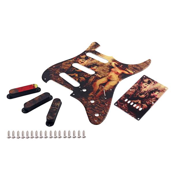 Lady Pattern 3-Ply Standard SSS Electric Guitar Pickguard Set With Screw Back Plate Scratch Plate ST Electric Guitars