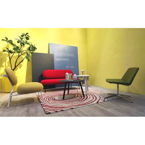 Office Lounge Modern Commercial Sofa Capsule 2 Seater Fabric Sofa With Metal Legs