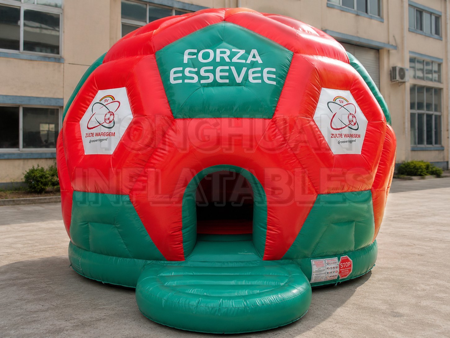 Large Soccer Ball Bounce House for Kids with Custom Colors Branding and Safe Play Area for Rental Business