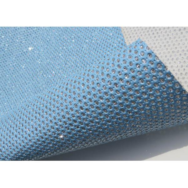 Light Blue Beautiful Perforated Leather Fabric Waterproof Leather Material Fabric