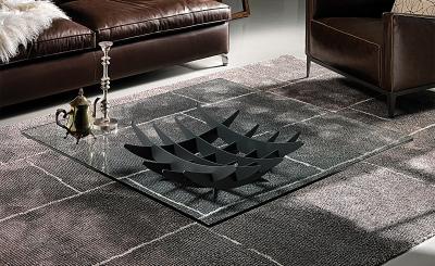 Sculptured Steel Base & Transparent Glass Top Coffee Table