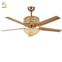 4 cuchillas LED Crystal Metal Gold/luz negra de la fan de techo con 52 pulgadas teledirigida