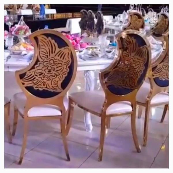 Wedding Party Event Golden Stainless Steel frame Wedding Chair Dining chair
