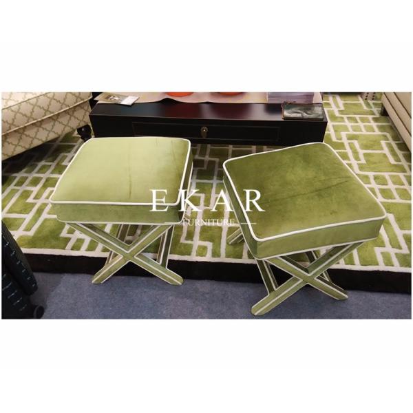 American Style Wooden Upholstered Furniture Small Wooden Stool