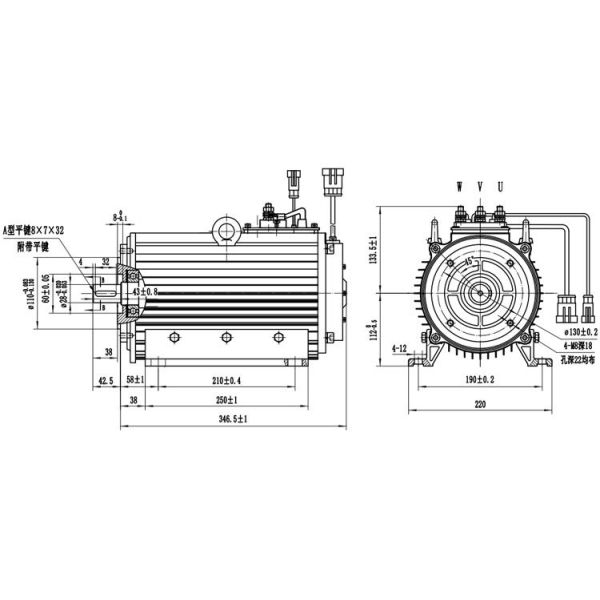 Standardized dimensions 5kW AC motor for Cement distributor truck