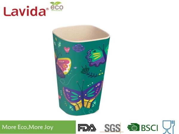 Solid Blue Organic Bamboo Fiber Travel Mug Heavy Metal Free Tasteless Shatter Proof