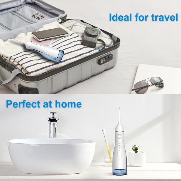 Flosser de água elétrico sem fio com regulagem de várias velocidades e grau de resistência à água IPX7