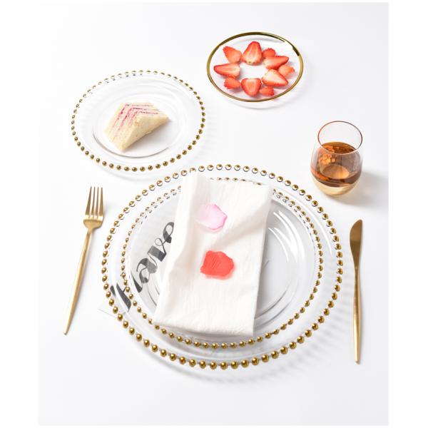 Wedding Round Fruit Salad Gold Plated Dish Glass Beaded