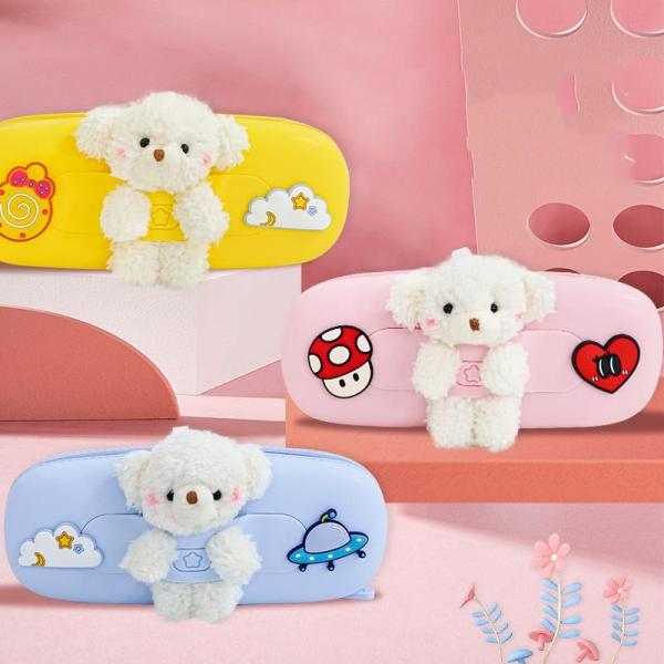 Cute Bear Durable Silicone Pencil Bag Holder For School Supplies Christmas Gift Pencil Pouch Bag Pen Holder Kids Gifts