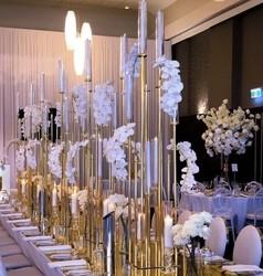 Tubos de vidro Rosa Ouro Metal Piso Candelabro Pilar Candelares Alto 175cm