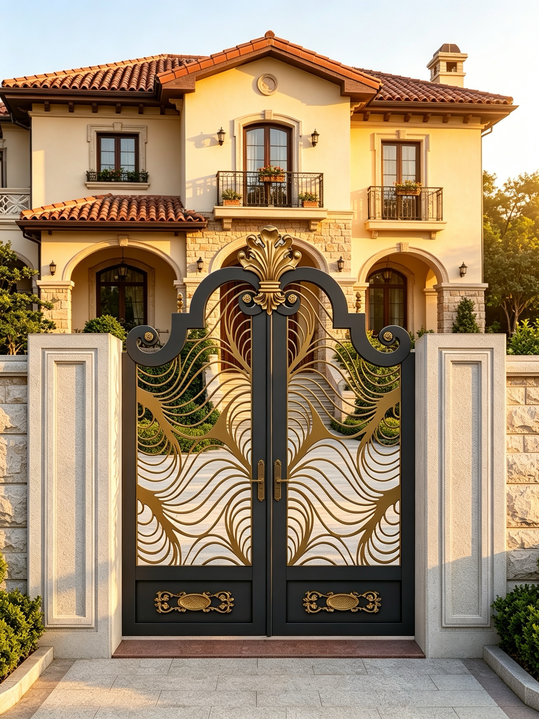 Custom European Manor Aluminum Courtyard Gate