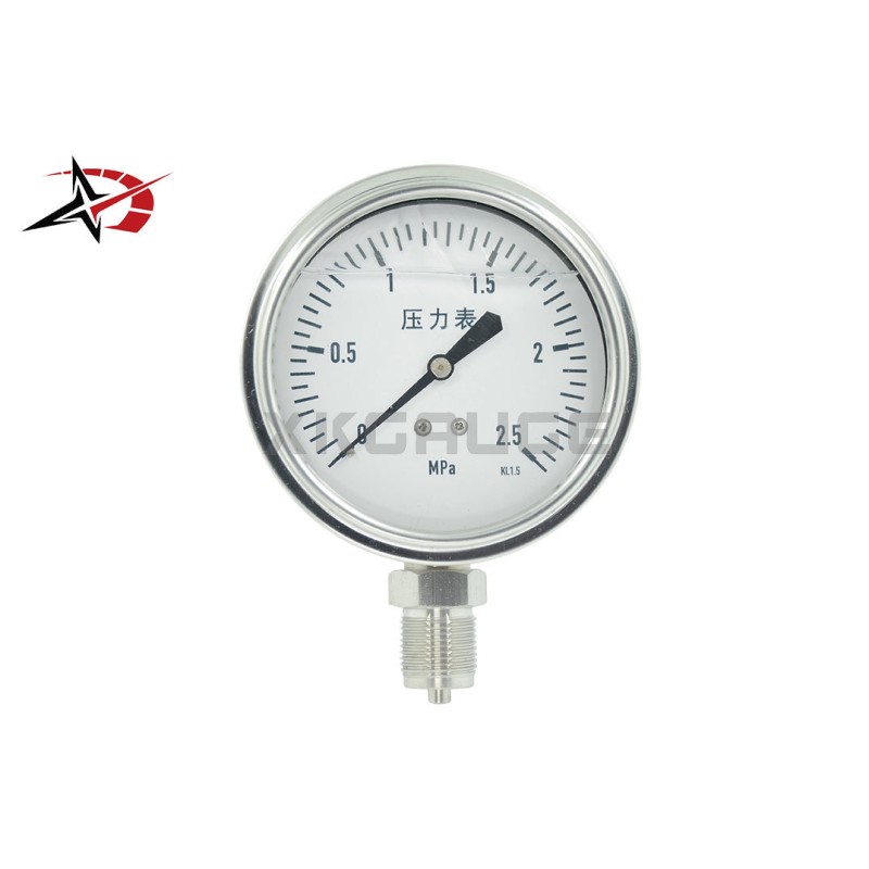 Corrosion Resistant Stainless Steel Pressure Gauge 0–250 Bar 63mm Dial