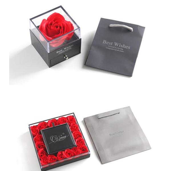 Necklace Gift Box, Jewelry Box, Valentine'S Day Gift Box Jewelry Gift Box, Drawer-Style Necklace Box, Romantic Gift Box, Valentine'S Day Birthday Jewelry Box Double-Door Ring And Necklace Jewelry Box