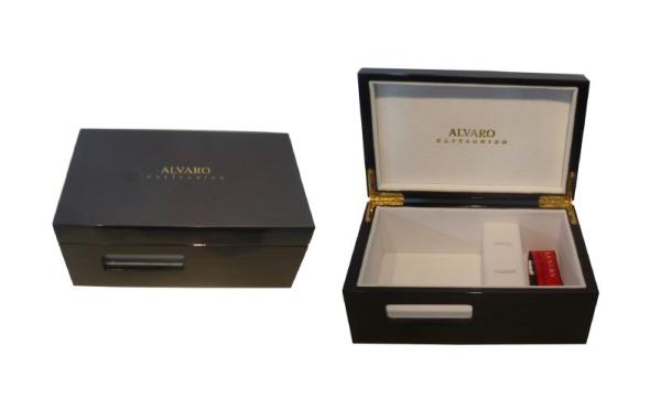 Water Painting Present Gift Boxes, Keepsake Wooden Box With Velvet For Ring / Earring