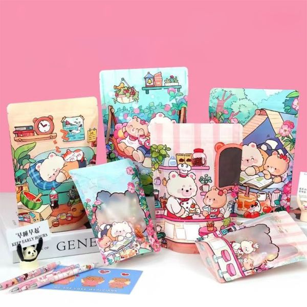 Customized Color Child Resistant Heat Sealed Die Cut Bag 3.5 Grams Snacks Candy Self Sealing Zipper PE Plastic Flower Packaging Salad Bags