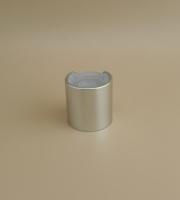 Silvery Aluminium-Plastic Round Smooth Cap with Clear Button for Skincare Bottles