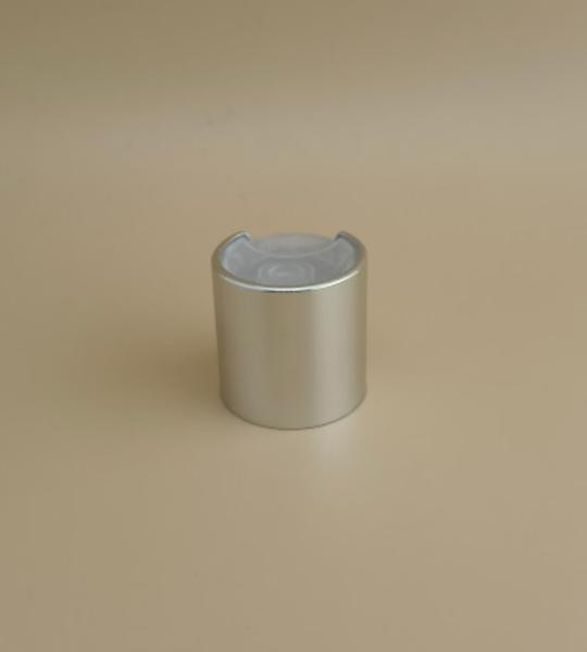 Silvery Aluminium-Plastic Round Smooth Cap with Clear Button for Skincare Bottles
