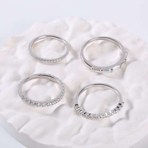 1.30g 925 CZ Engagement Ring Unisex Silver Wedding Rings For Couple
