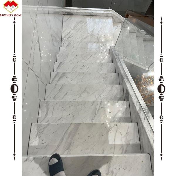 Easy Installation Luxury White Stone Volakas Marble Staircase for Hotel Decoration