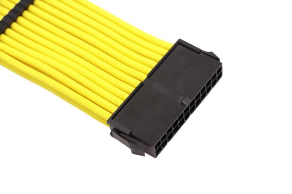24Pin Braided Sleeved Extension Cord  Power Cords  Female Power Supply Extension Cable Cotton Cable 18AWG 300mm