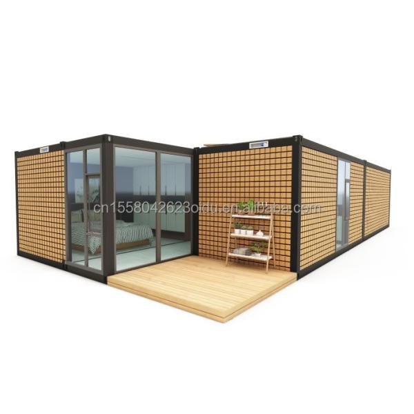 Steel Frame Galvanized Steel Bending 180g 20ft 40ft Prefab Home with Modern Container Design and Wave Sandwich Panel Walls