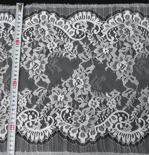 Nylon Eyelet Lace Trim , Floral Scallop Bridal Lace For Evening Dress