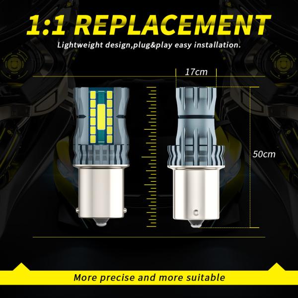 Waterproof 12V 1156 3030 24LED+2COB Brake Turn Signal Lights 3156 Dual Color Led Bulb