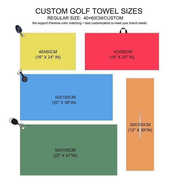 Strong Water Absorbent Solid Color Waffle Microfiber Golf Towel With Hole