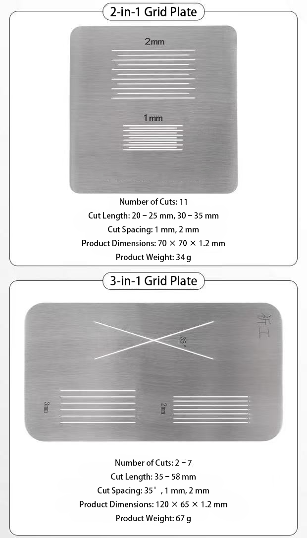 Complete Cross-Cut Adhesion Test Kit with 1mm Grid Cutter, Guide Plate & Tools