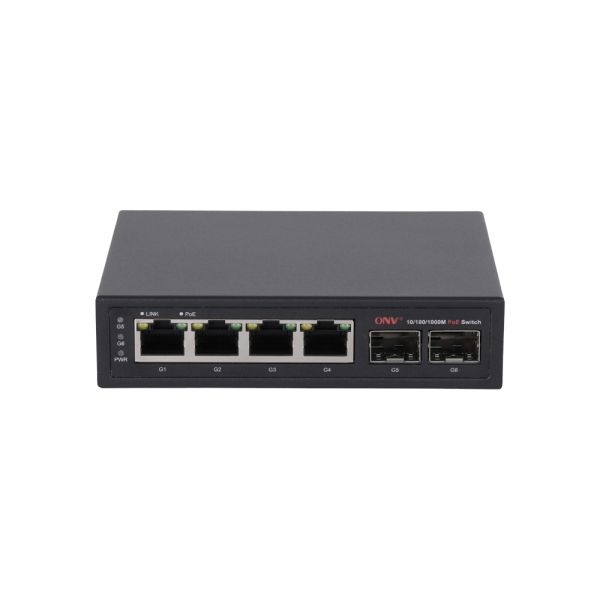 6 Port Gigabit PoE Switch With 30W PoE Per Port And Gigabit Uplink SFP Ports