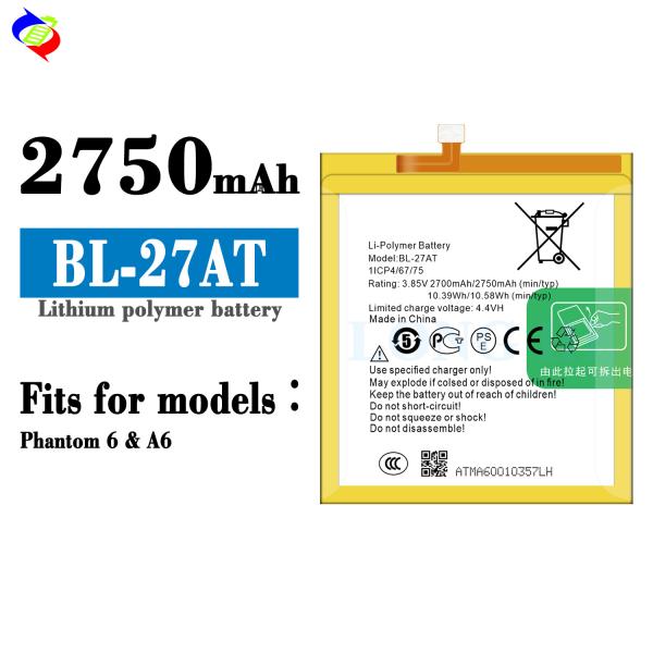 Tecno Phantom 6 A6 BL-27AT 3.85V 2750mAh Lithium Ion Polymer Replacement Battery