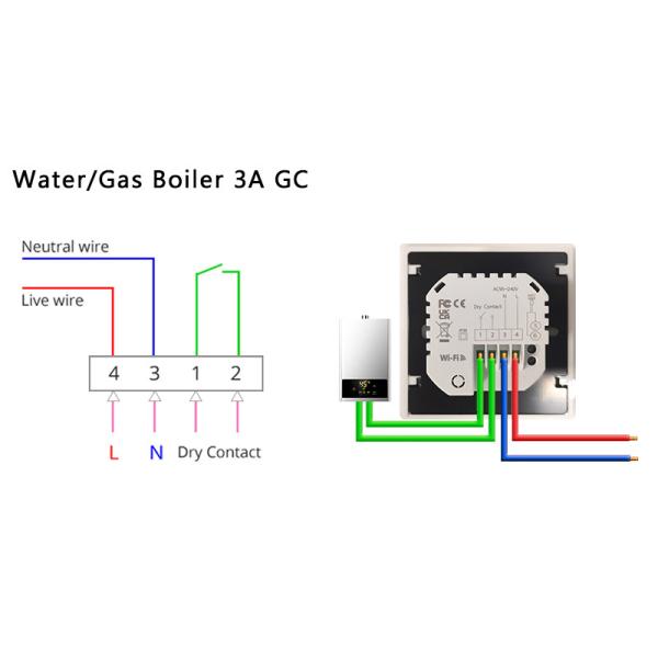Tuya WI-FI Smart Gas Boiler 3A Thermostat Temperature Controller Programmable Touch / Mobile APP/ Voice Control Compatible With Alexa/Google Homeor Central Heating With Temperature Calibration