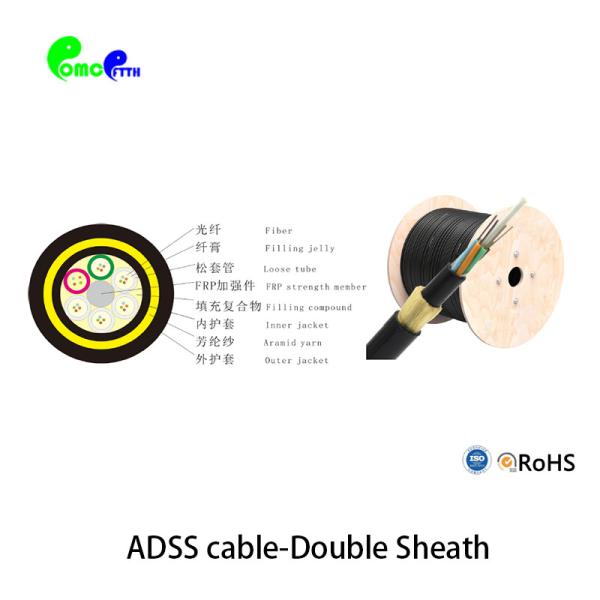 144 Cores ADSS Fiber Optic Cable G652D G657A1 G657A2 G657B3 OM1 OM2 HDPE