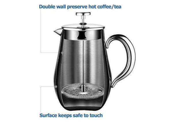 Stainless Steel French Press Coffee Maker 18/10 Bonus 1000ML Plunger Coffee Maker