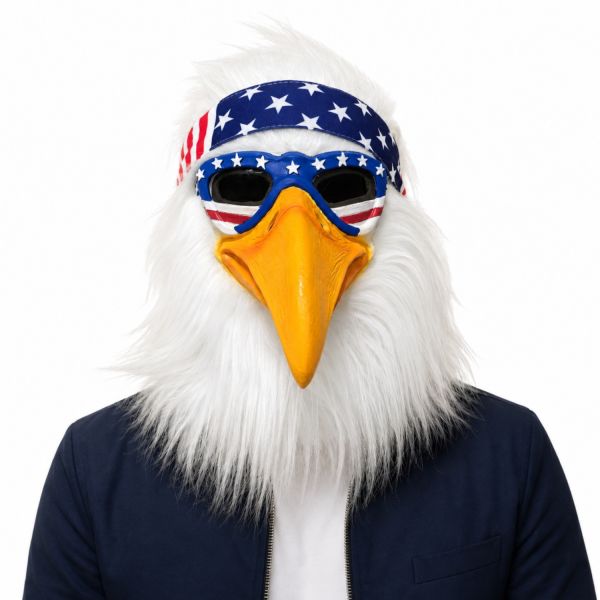 Realistic Full-Head Eagle Latex Mask with American Flag Headband, Perfect for Parties, Cosplay, Halloween, Costume Events, Festivals, Patriotic Celebrations, and Fun Dress-Up Occasions